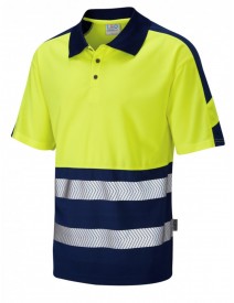 Leo Watersmeet dual colour Coolviz plus polo shirt yellow/navy